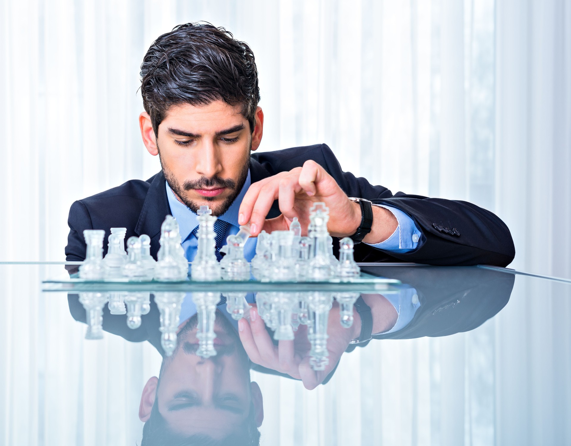 Businessman thinking on next move